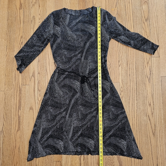 🔥2/$20🔥Connected Apparel Black and White Polka Dot A Line Midi Dress Size 8 - Picture 4 of 6